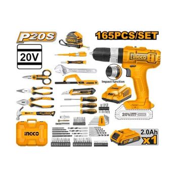 Kit Ferramentas Furadeira Impacto INGCO,  20V Li-ion 