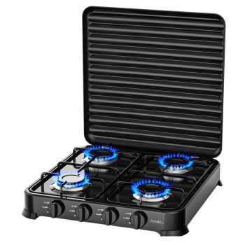 Fogão Gás Portátil Decakila 4 Bocas, Preto