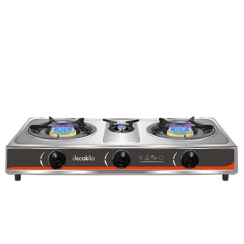 Fogão Gás Portátil Decakila 3 bocas, Inox