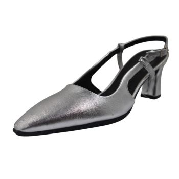 Sandália Salto Médio Piccadilly, Prateado