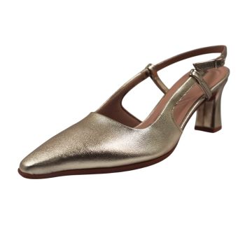 Sandália Salto Médio Piccadilly, Dourado