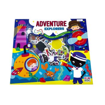 Conjunto Infantil de Aventuras e  Exploracão com Livro e Peças de Puzzle