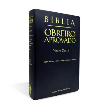 Bíblia Obreiro Aprovado Média Luxo Harpa Cristã Preta, CPAD