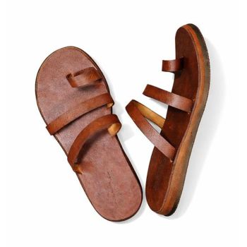 Chinelo SANDAZE MIKA Couro Puro, Castanho