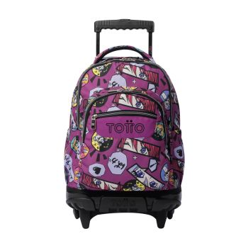 Mochila Escolar com Rodas Totto Kitsune, Rosa