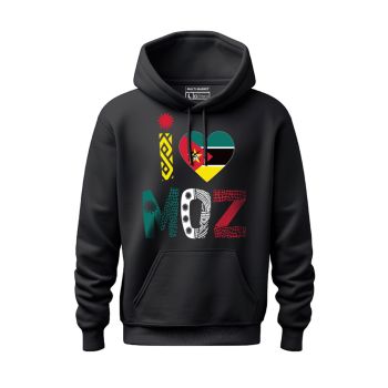 Camisola Hoodie I LOVE MOZ, Preta 