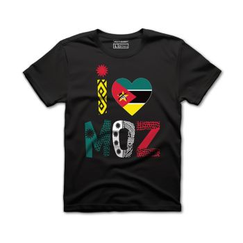 Camiseta I LOVE MOZ, Preto