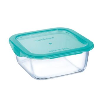 Tigela de Vidro com Tampa Plástica Quadrada Luminarc, 1.22 L