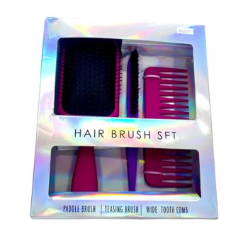 Conjunto Infantil de Escovas e Pentes para Cabelo, Rosa