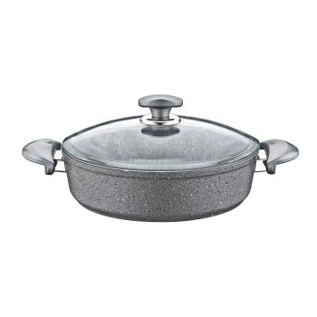 Caçarola Rasa Antiaderente de Granito OMS 24cm 3310, Cinza