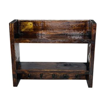 Porta Chaves Rústico para Parede, Castanho Escuro