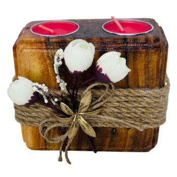 Castiçal de Madeira para Velas Duplo