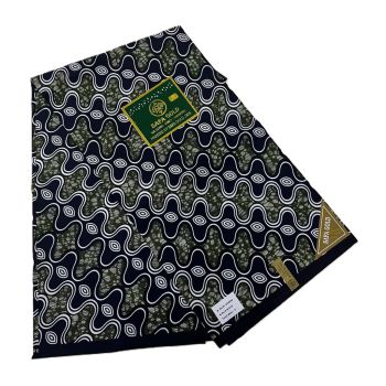 Capulana Ondas da Terra Pushti Verde & Azul Marinho Premium