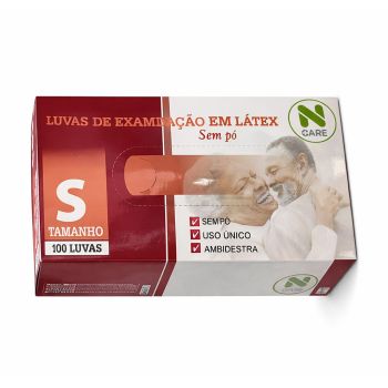 Luvas de Exame em Látex Sem Pó, S