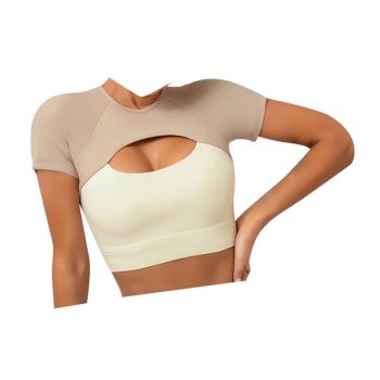 Top Manga Curta para Gym Creme, Tamanhos Variados