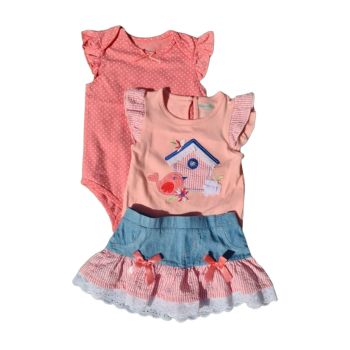 Conjunto Infantil Nannette 18 Meses, Rosa e Coral