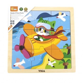 Puzzle de Madeira Viga Helicóptero do Gato, 9 pcs