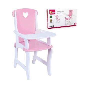 Cadeira Alta de Madeira para Bonecas Fun Factory, Rosa