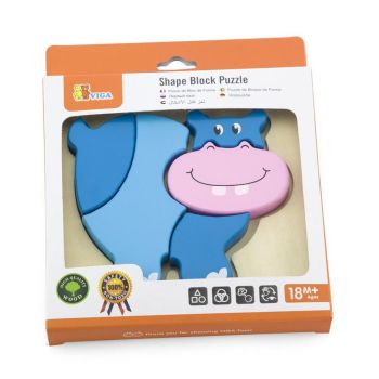 Puzzle de Blocos de Formas Viga Hipopótamo