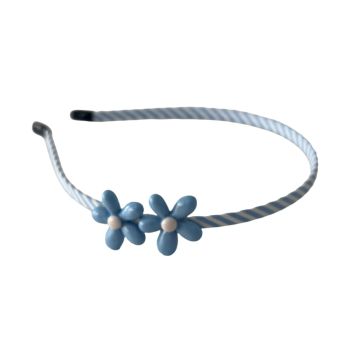 Bandolete Infantil às Riscas com 3 Flores, Azul