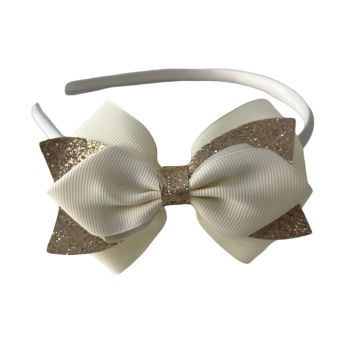 Bandolete Infantil Com Laço Duplo, Creme Dourado