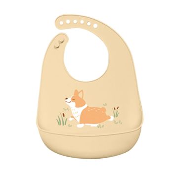 Babador de Silicone para Bebé Doggy, Amarelo