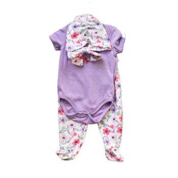 Conjunto Infantil Duck Duck 3 a 6 Meses, Lilás