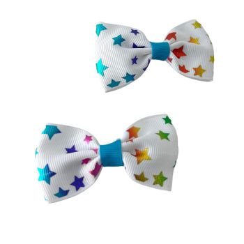 Gancho Médio Infantil Com Estrelas Coloridas, Branco e Azul