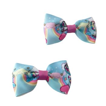 Gancho Médio Infantil com Unicórnio e Coração, Azul e Rosa