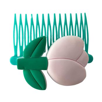 Pega de Cabelo Infantil Flor, Verde e Rosa
