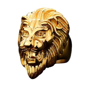 Anel Masculino Inox Dourado 12269, Tamanho: 9