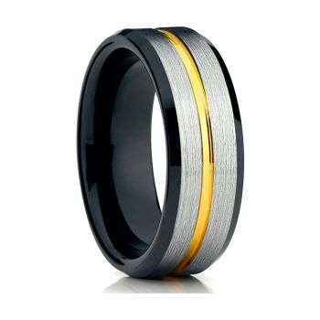 Anel Masculino de Aço Inoxidável 12306 Preto, Tamanho Variável