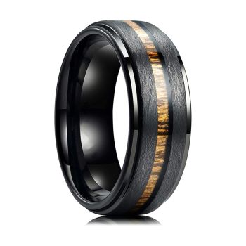 Anel Masculino de Aço Inoxidável 12394 Preto, Tamanho 7