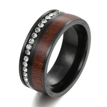 Anel Masculino de Aço Inoxidável 12360 Preto, Tamanho 9