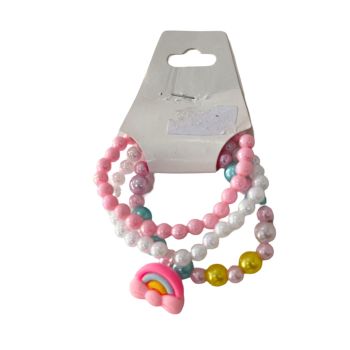Pulseira Infantil Rosa e Branco Arco-Iris Com Iaco