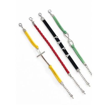 Pulseiras Minimalistas em Tecido & Aço Inoxidável Conjunto Estilo Urbano, Cores Sortidas