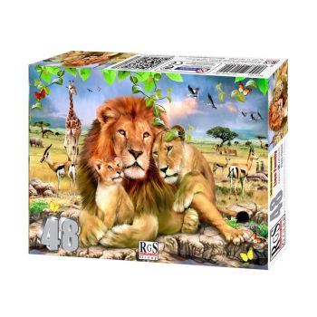 Puzzle de Madeira RGS Lion Family, 48 Peças