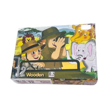 Puzzle de Madeira RGS Safari, 12 Peças