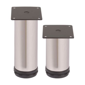 Pé de Móvel Inox Redondo Ajustável, 120x50mm