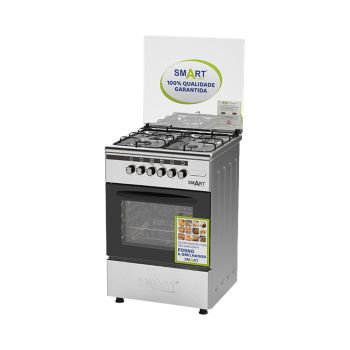 Fogão SMART 4 Bocas com Forno e Grelhador a Gás 60x60, Inox