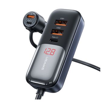 Kit Carregador para Carro USAMS Fast Charge US-CC213 C40 165W Type-C e USB + Cabo