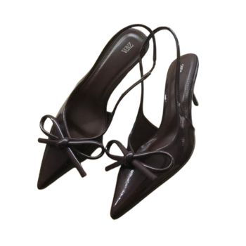 Sandalia de Salto Médio Bico Fino Zara Segunda Linha Castanho, Vários Tamanhos