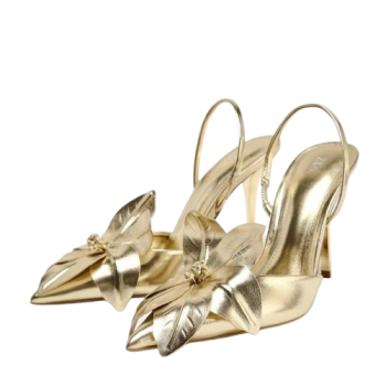 Sand&aacute;lia Salto Alto Napa Zara Segunda Linha Dourada, V&aacute;rios Tamanhos