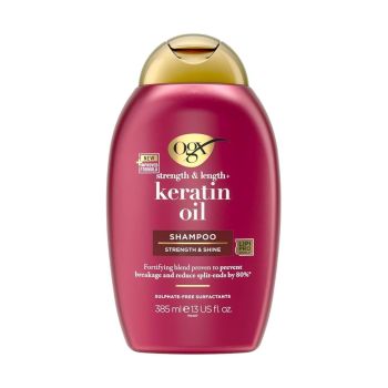 Shampoo OGX Strength & Length Keratin Oil Sem Sulfatos, 385ml