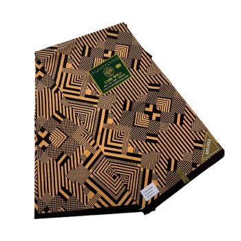 Capulana “Noite Dourada” Estampa Geométrica Preta e Dourada 100% Algodão by Pushti