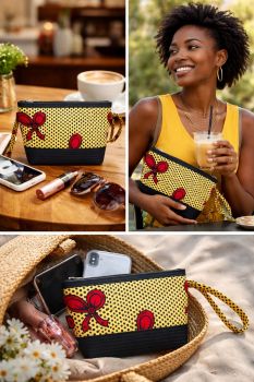 Carteira de Mão Capulana – Modelo Laço Vermelho