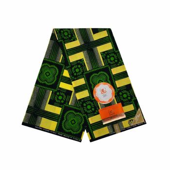 Capulana “Essência Urbana” Pushti 100% Algodão Verde & Dourado