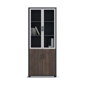 Armário de Escritório com 2 Portas de Vidro