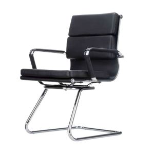 Cadeira Escritório de Couro Acolchoada com Encosto Médio 819D, Cores Variadas