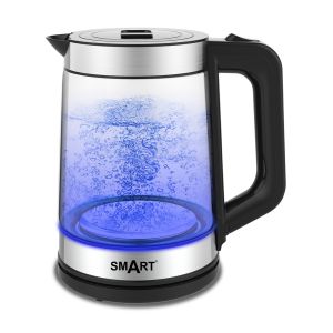 Chaleira Eléctrica SMART Com Base 1.7L 360º 2200W Vidro Luz LED, Preto